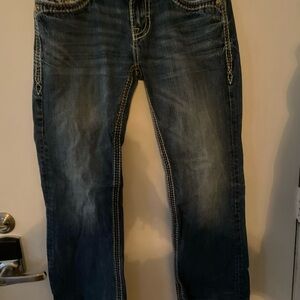 Rock Revival Dark Blue Denim with White Stitching